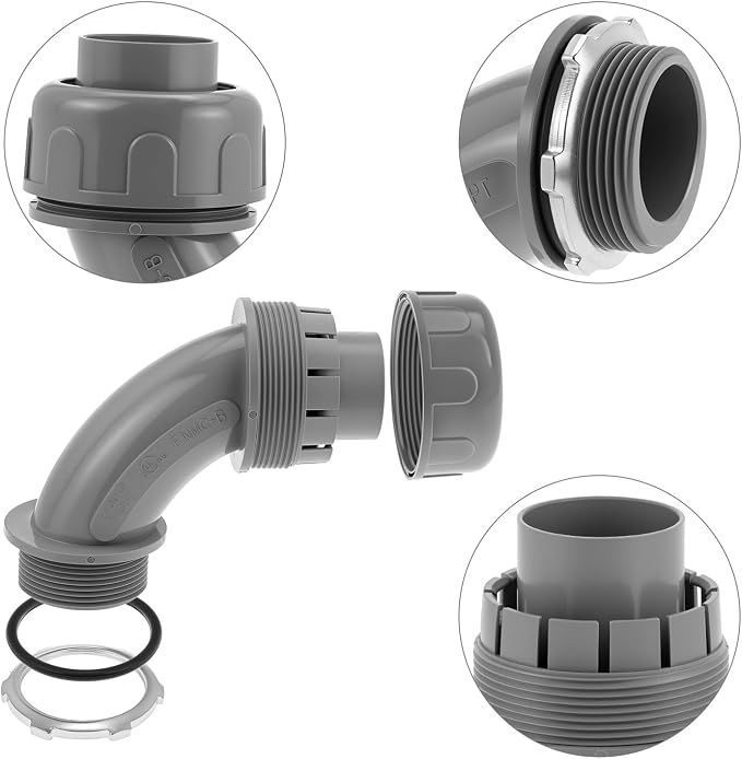 QWORK Liquid Tight Connector, 1-1/2 inch PVC Flexible Conduit Connector - Image 3