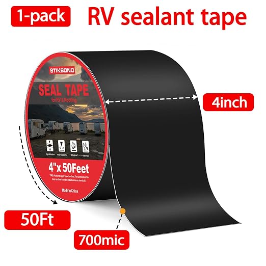 4" x 50Ft 1-Pack Black RV Sealant Tape, Waterproof Commercial Roof Tape - Image 2