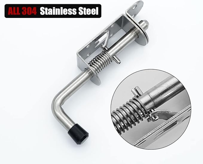 JQK Spring Loaded Latch Pin, 304 Stainless Steel Barrel Bolt Thickened 2mm Door - Image 3