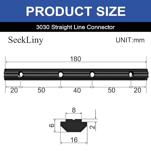 24pcs 3030 Straight Connector Corner Bracket Joint Plate Black | 3030 Hardware - Image 2