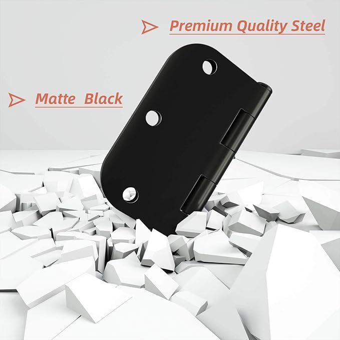 HOSOM 48 Pack Door Hinges Black Matte, Interior Door Hinges 3.5 x 3.5 inch - Image 4