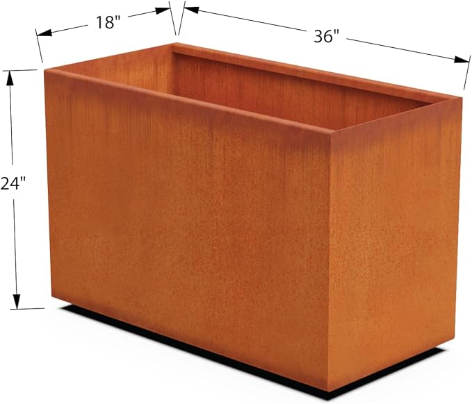Large Rectangular Planters for Outdoor Plants | 36x18x24 Corten Steel Planter | - Image 5