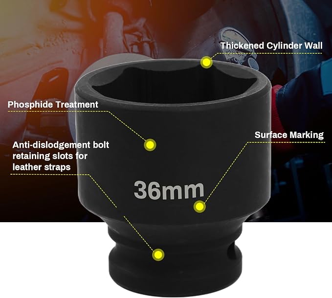 1/2" Drive 36mm Deep Impact Socket, 6 Point Chrome Molybdenum Steel Heavy Duty - Image 5
