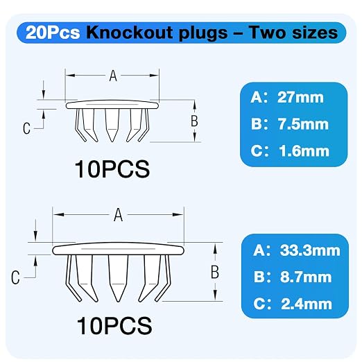 20PCS Seal Electrical Box Knockout in 2 Sizes, Removable Round Steel Instant - Image 2