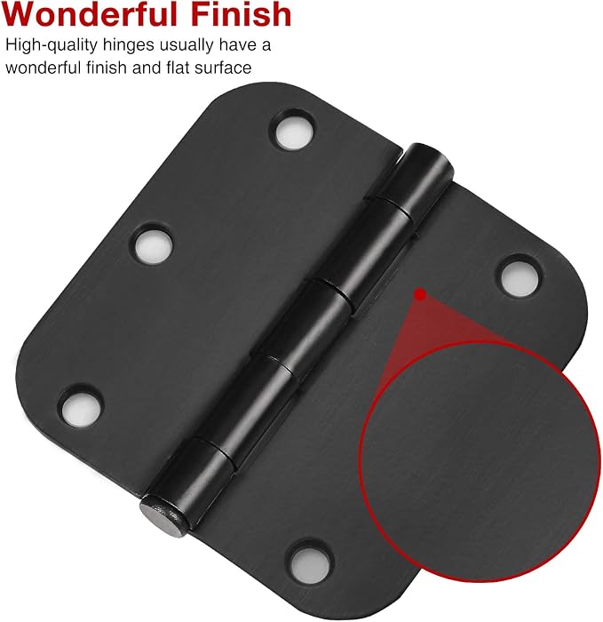 30 Pack Matte Black Interior Door Hinges Round 3.5" - Image 4