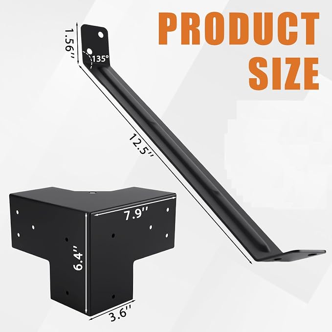 4 Pcs 4"x4" 3 Way Right Pergola Brackets | DIY Pergola Kit - Image 2