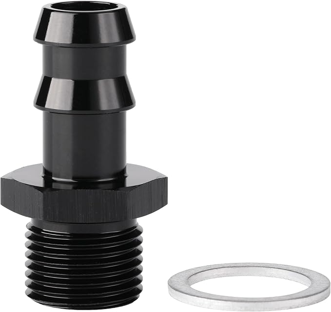 M18x1.5 Male Metric to 1/2 Barb Fuel Pump Inlet Adapter Fitting Aluminum Black by Podavelle