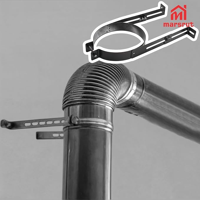 2Pcs 6 Inch Chimney Pipe Support Bracket, Adjustable Stainless Steel Vent Wall - Image 3