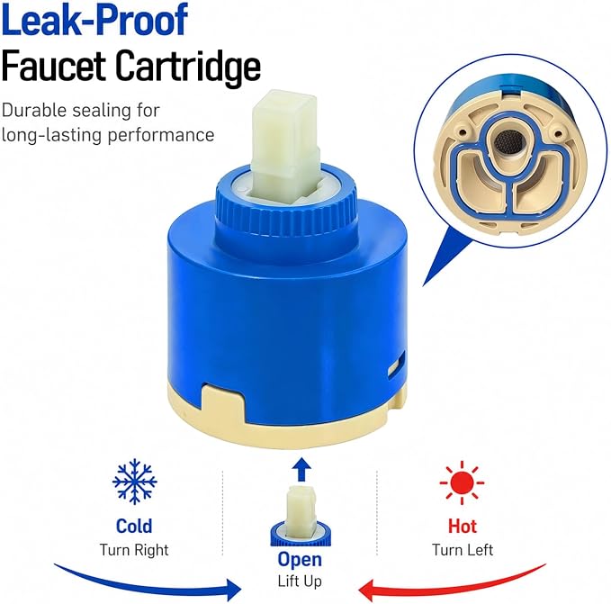 N40DW 40mm Ceramic Faucet Cartridge, Replacement - Image 3