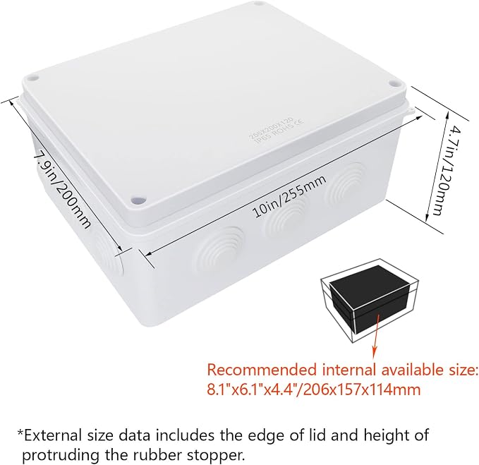 Junction Box, ABS Plastic IP65 Waterproof and Dustproof, Universal Electrical - Image 2