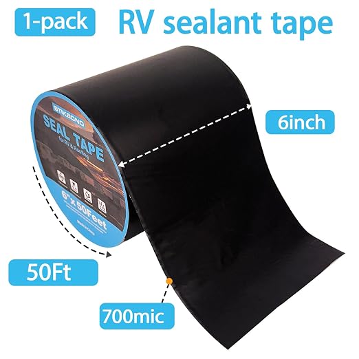 6" x 50Ft 1-Pack Black RV Sealant Tape, Waterproof Commercial Roof Tape - Image 2