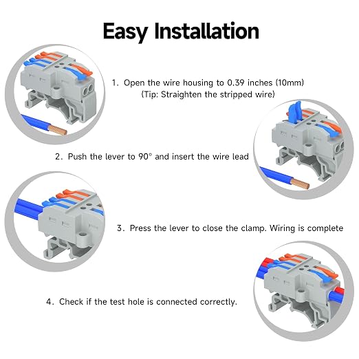 5Pcs Lever Wire Connectors, 2 in 4 Out, 4-2.5 mm² | 4-2.5 mm² Quick Wiring DIN - Image 6