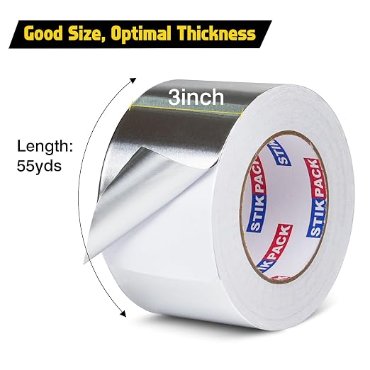 Aluminum Foil Tape 3 inch x 165ft Heavy Duty HVAC Duct Tape - Image 2