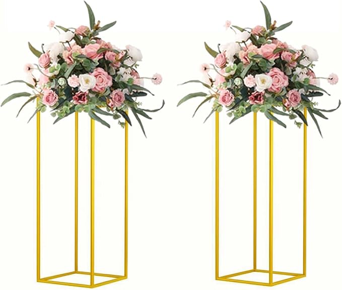 23.6inch 2 pcs Column Vases Gold Centerpieces by MEISHAONV