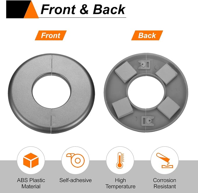 HARFINGTON 2pcs Wall Split Flange 17mm/0.7" Self-Adhesive Plumbing Cover Plates - Image 5