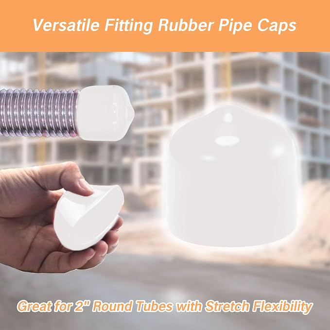 Rubber Pipe Cap End Caps 2 Inch Round Black Vinyl Covers Pack of 4 Hardware - Image 6