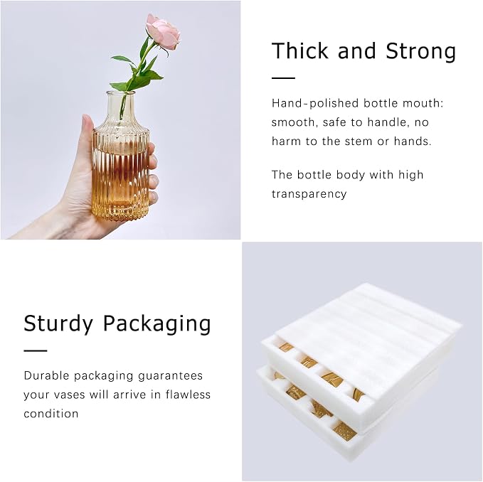 SUPMIND Glass Bud Vases Set of 24, Small Gold Amber Flower Vases in Bulk | Mini - Image 7