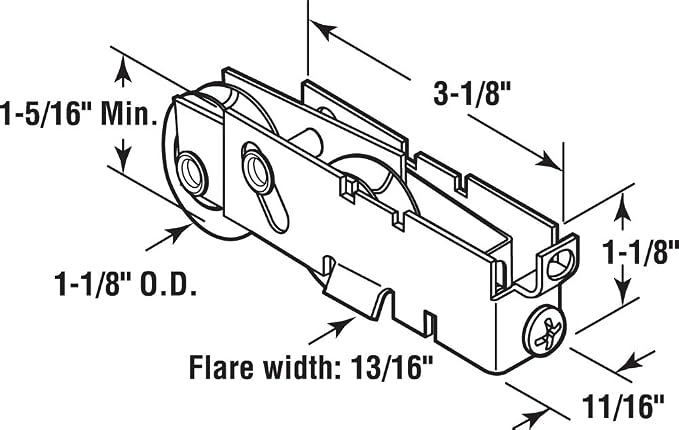 Prime-Line D 1847 1-1/8 in. Steel, Sliding Door Tandem Roller Assembly - Image 2