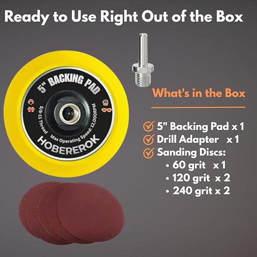 5" Hook and Loop Backing Pad, 5/8"-11 Angle Grinder Sanding Pad | Sanding Disc - Image 3