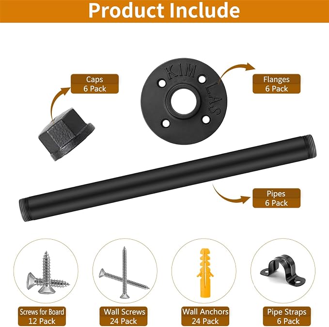Industrial Pipe Shelf Brackets Black Floating Shelves Bracket Wall Mounted - Image 3