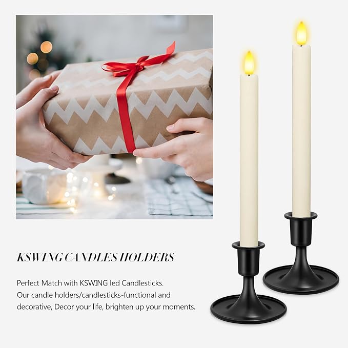 Candlestick Holders 2 PCS Short Metal Taper Candle Holders, KSWING Black Candle - Image 6