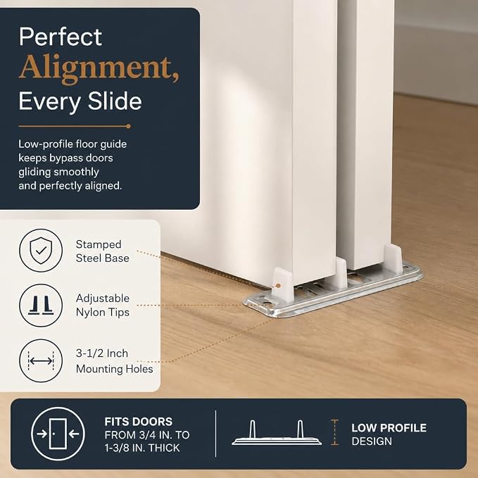 Prime-Line N 6560 Stamped Steel, Adjustable, Closet Door, Floor Guide | 2 Pack - Image 2