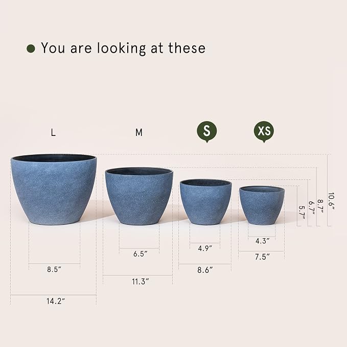 LA JOLIE MUSE Planter Pots, Indoor Outdoor Flower Pot, 8.6+7.5 Inch 2 Pack | - Image 6