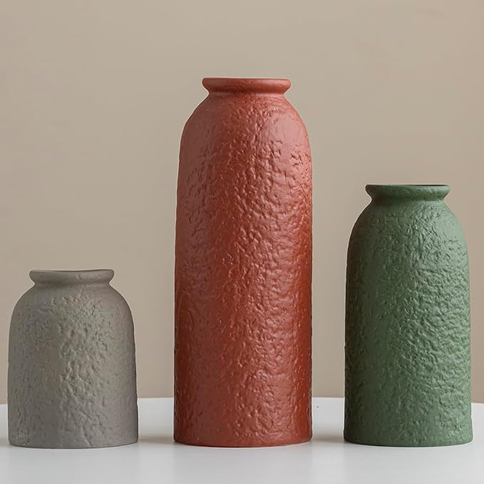 Large Decorative Ceramic Vase Set, 3 Pieces, Nordic Modern Boho Style, - Image 4