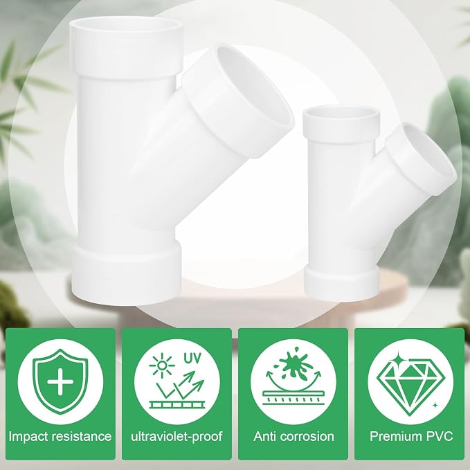 3" PVC 45 Degree Wye DWV Pipe Fittings SCH40 PVC DWV Sanitary Y-TEE Pipe - Image 6