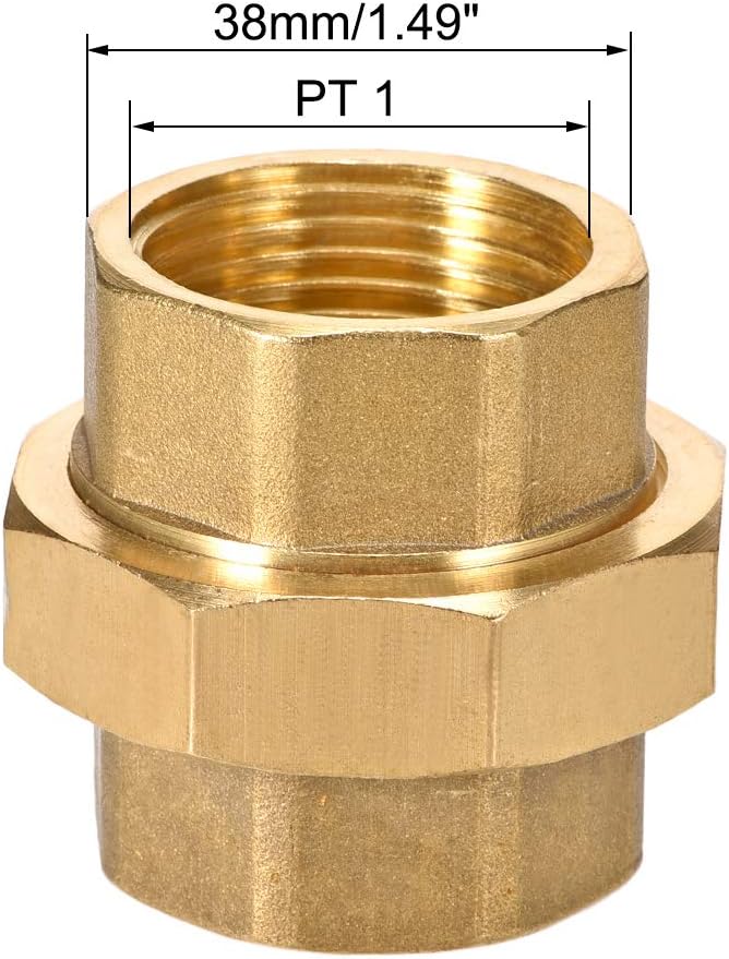uxcell Brass Pipe Union Connector Coupling 1PT Fitting - Image 2