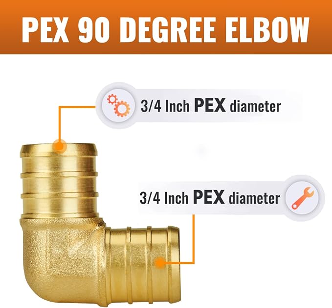 3/4 Inch 90 Degree Elbow, Brass | PEX Crimp Pipe Fittings 3/4" - Image 2