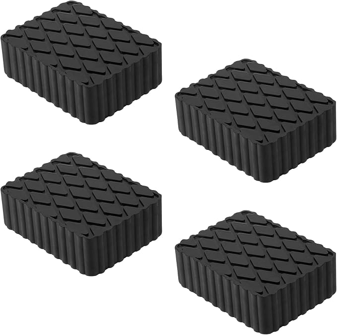 Solid Rubber Auto Lift Pads, 6-1/3" x 4-3/4" x 2" | 4 Pack Anti-Skid Lift Block by Racewill