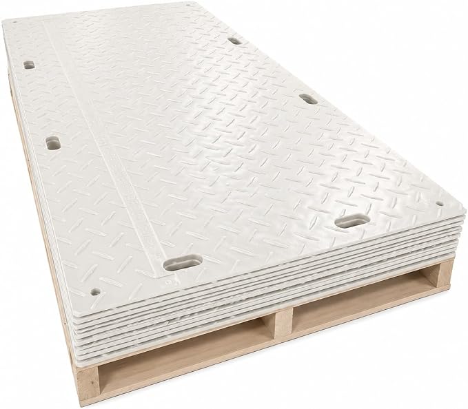 Ground Protection Mat 4’x8’ – ½” HDPE Diamond Tread 10 Pack by IrontreadMats