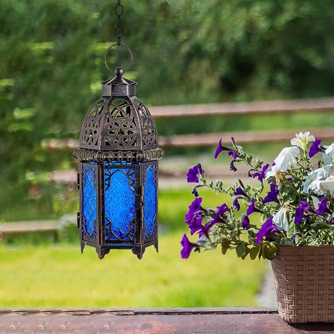 NEEDOMO Hanging Moroccan Lantern, 12.8'' Vintage Candle Holder, Metal Lanterns - Image 9