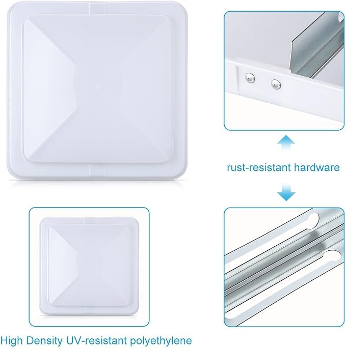 2 Packs 14 Inch RV Roof Vent Cover Universal Replacement Vent Lid White - Image 5