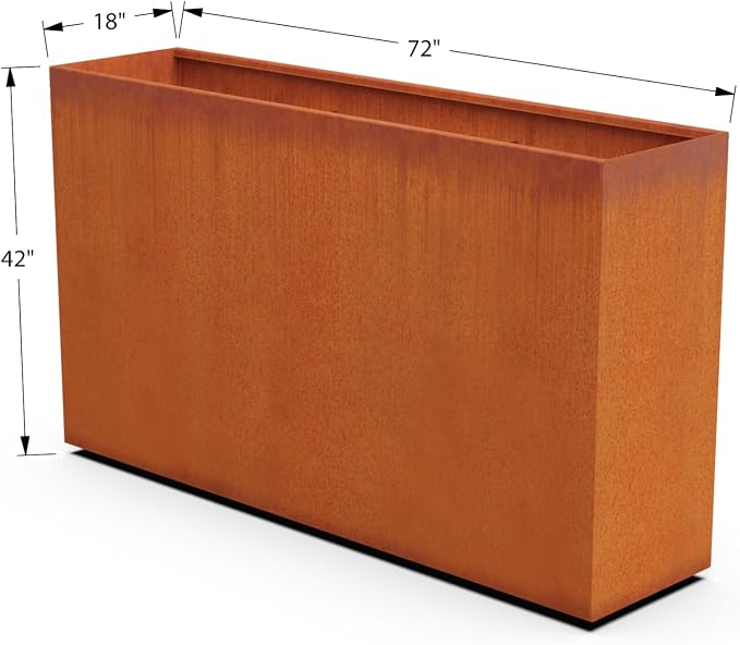 Large Rectangular Planters for Outdoor Plants | 72x18x42 Inch Corten Steel - Image 5