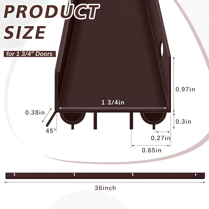 Lineshading 2 Sets Door Sweep Plastic PVC 1 3/4" x 36" Slide on Bottom Exterior - Image 2