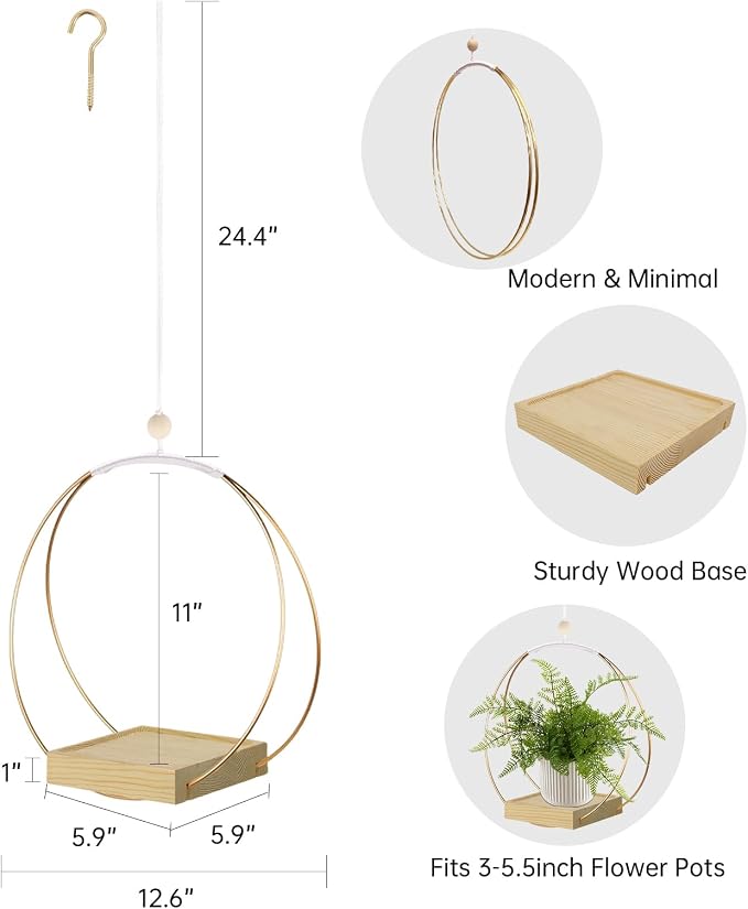 hismocal Hanging Planter for Indoor Plants, Plant Hanger - Image 4