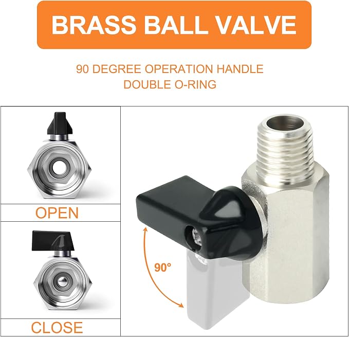 GASHER 8PCS 3/8 Inch NPT Brass Pipe Fitting, Ball Valve, Barstock Tee Brass - Image 7