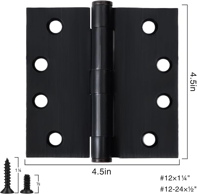 TDCHINGES Heavy Duty Door Hinges Oil Rubbed Bronze 4.5Inch x 4 1/2" Square | 3 - Image 2