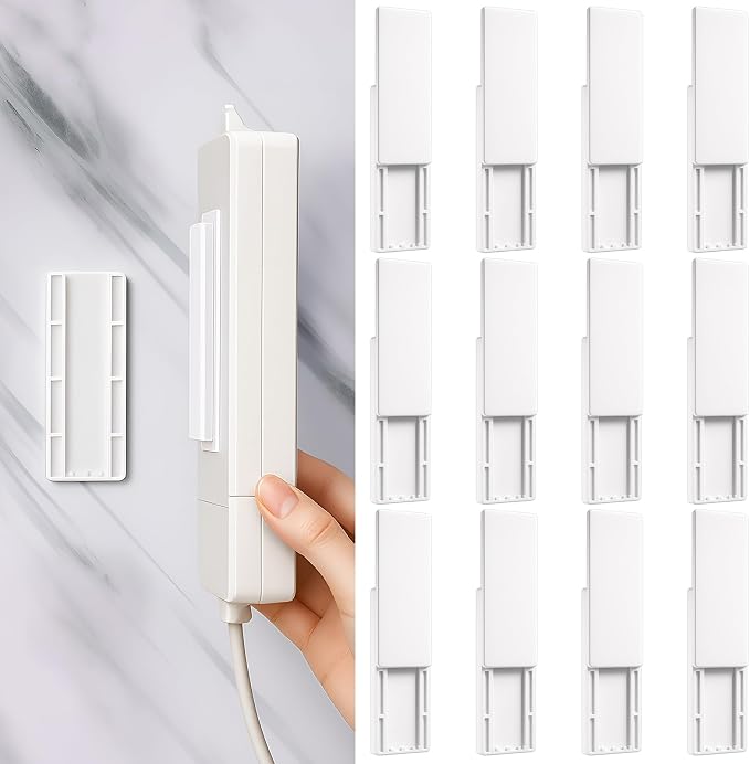 12 Pcs Power Strip Holder Self Adhesive Power Strip Wall Mounted Protector by Yinkin
