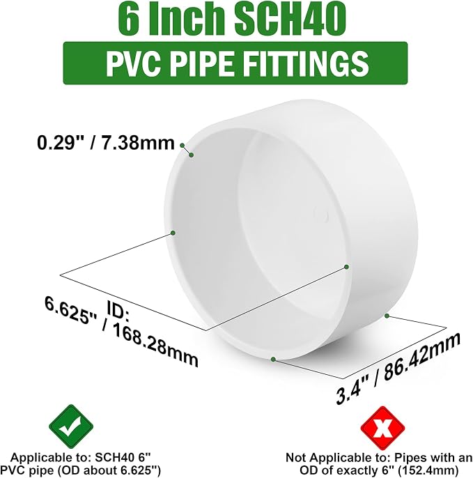 SCH40 PVC Cap 6 Inch - Image 3