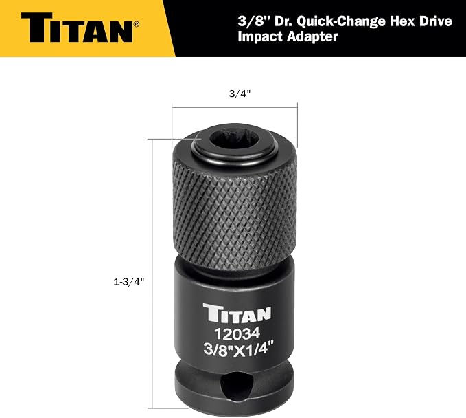 Titan 12034 3/8" Drive to 1/4" Hex Drive Quick Change Adapter - Image 4