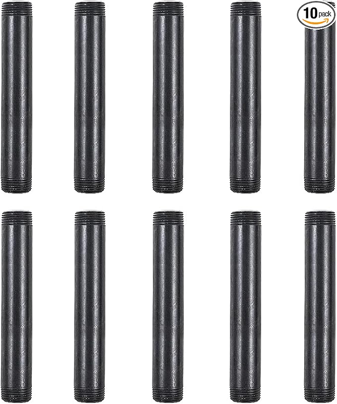 10 Pack 3/4 x 6 Inch Black Malleable Steel Pipe Nipples | Threaded pipe nipples by NIUBIDINDUSTRIALFURNITUR