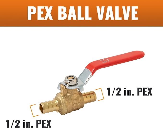 12-Pack PEX Ball Valve 1/2", Shut Off Valve Full Port Quarter Turn | Brass - Image 3
