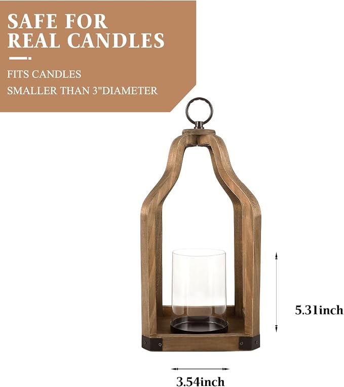 Rustic Wood Lantern Candle Holder - Image 3