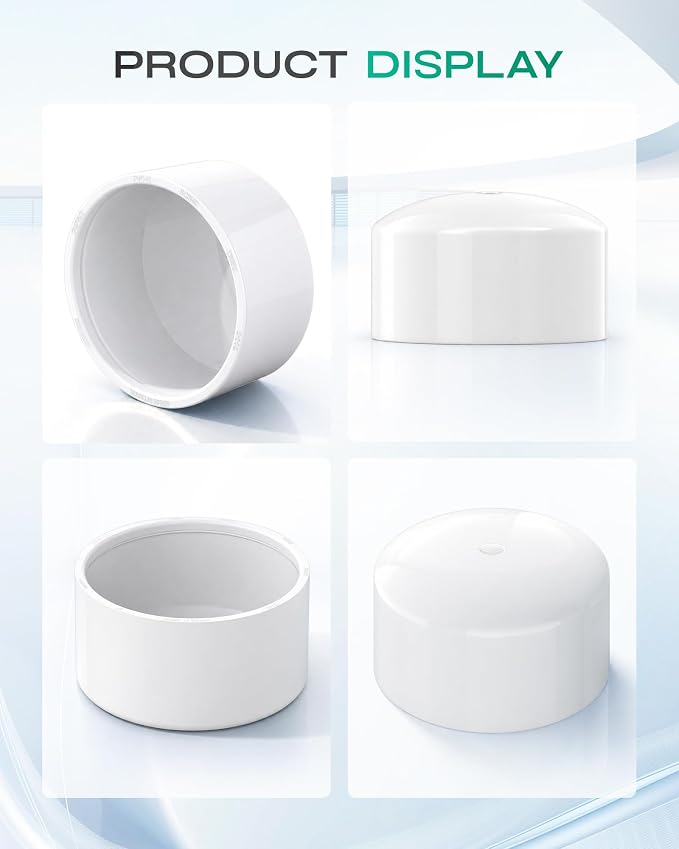 8 Inch PVC Cap, Fits Standard SCH40 8" PVC Pipe Fittings, Garden & Furniture - Image 8