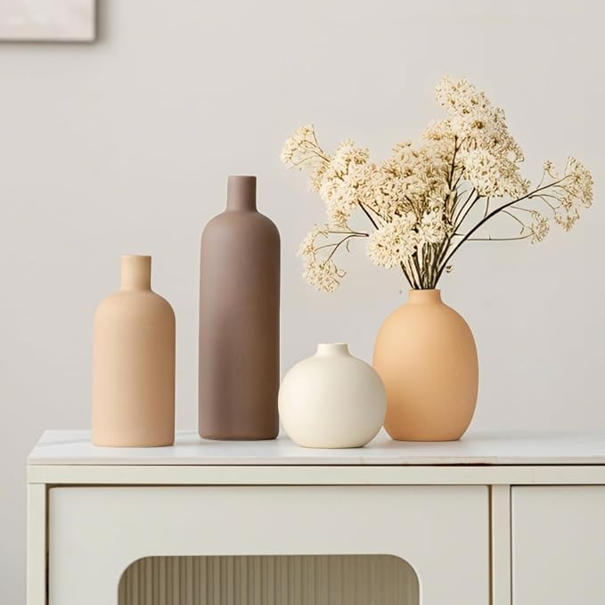 Modern Ceramic Vase Set, Neutral Colors, Decorative Vases - Image 2