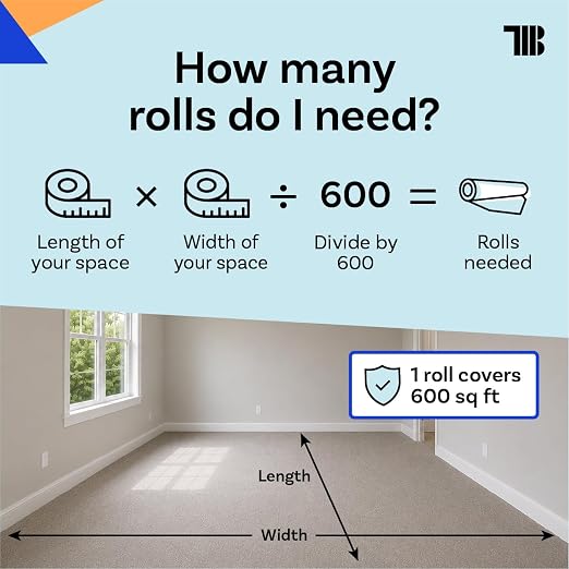 TapeManBlue Carpet Protection Film 36" x 200' roll, Self Adhesive Plastic - Image 8