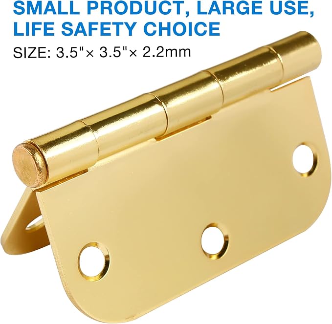 Door Hinges Polished Brass 3.5 Inch Interior Door Hinges Bright Gold 12 Pack - Image 6
